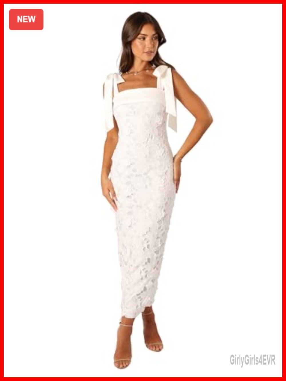 Petal & Pup Emersyn Midi Lace Dress Square Neck Sleeveless Cocktail